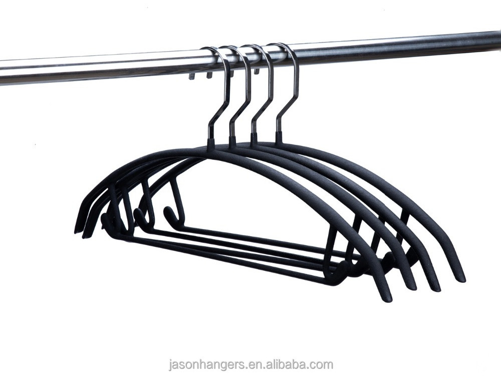 premium pvc matt clothes metal hanger with bar