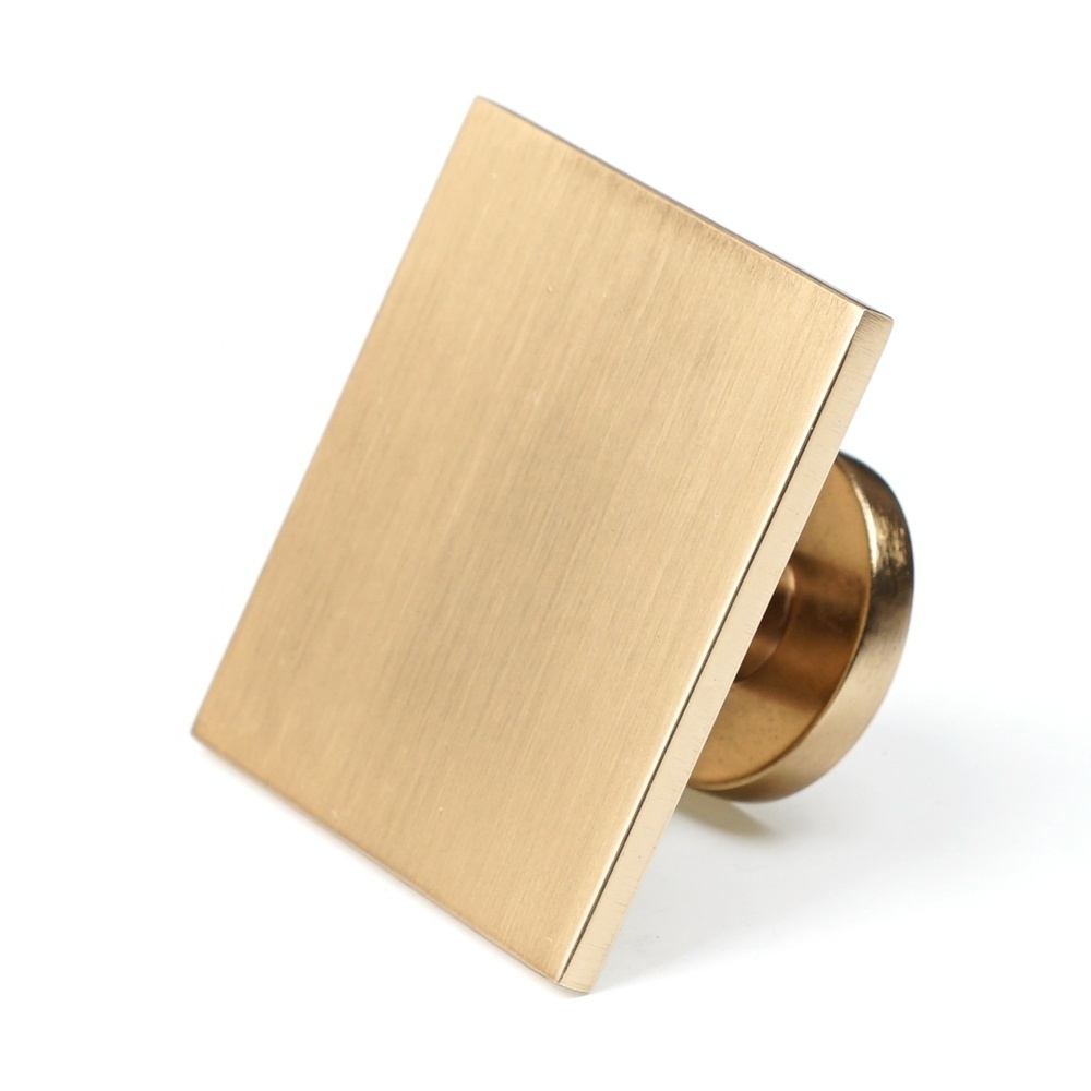 Square Cabinet Knobs Zinc Alloy Kitchen Furniture Cabinet Handle Gold And brushed nickel Square Closet Handles and knob