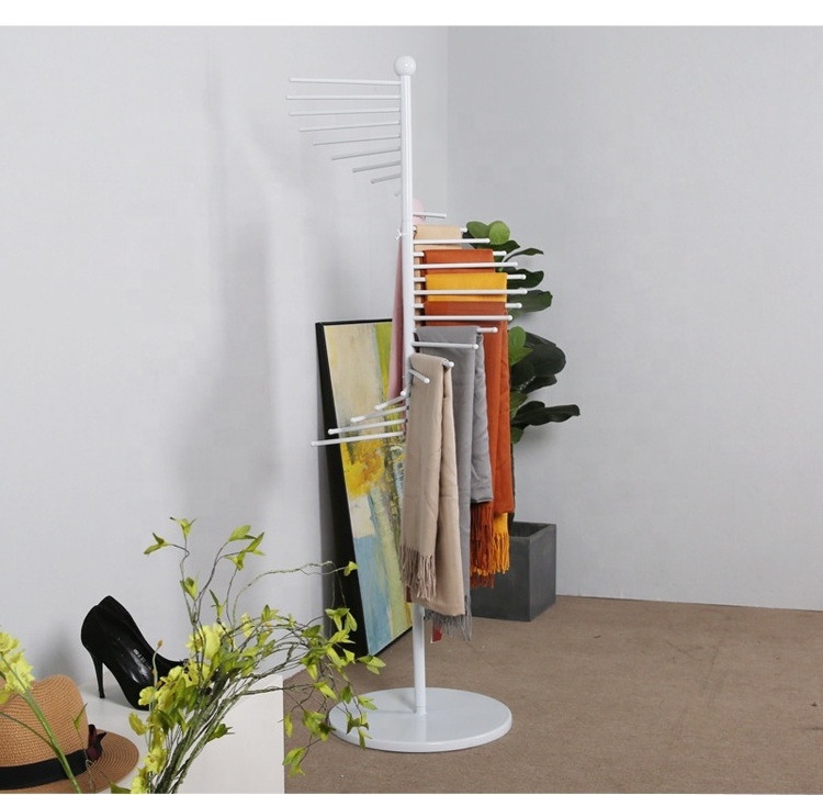 Women scarf display rack space saving clothing store display rack customized metal  floor standing display rack