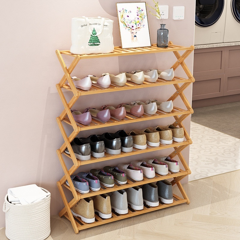 Cheap price custom bamboo shoe rack stand living room furniture Extendable folding shoe rack organizer high heels shoes rack