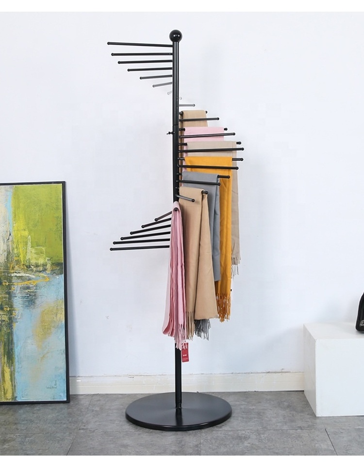 Women scarf display rack space saving clothing store display rack customized metal  floor standing display rack