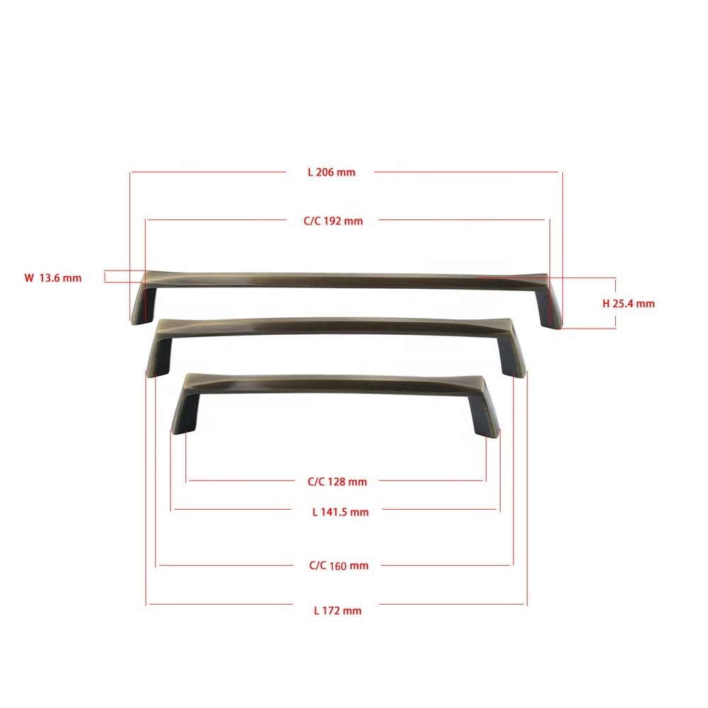 Furniture Handles Kitchen Hardware Cheap Zinc Alloy Pull Handles Hidden Cabinet  Antique Brass Polish  Drawer  Handles