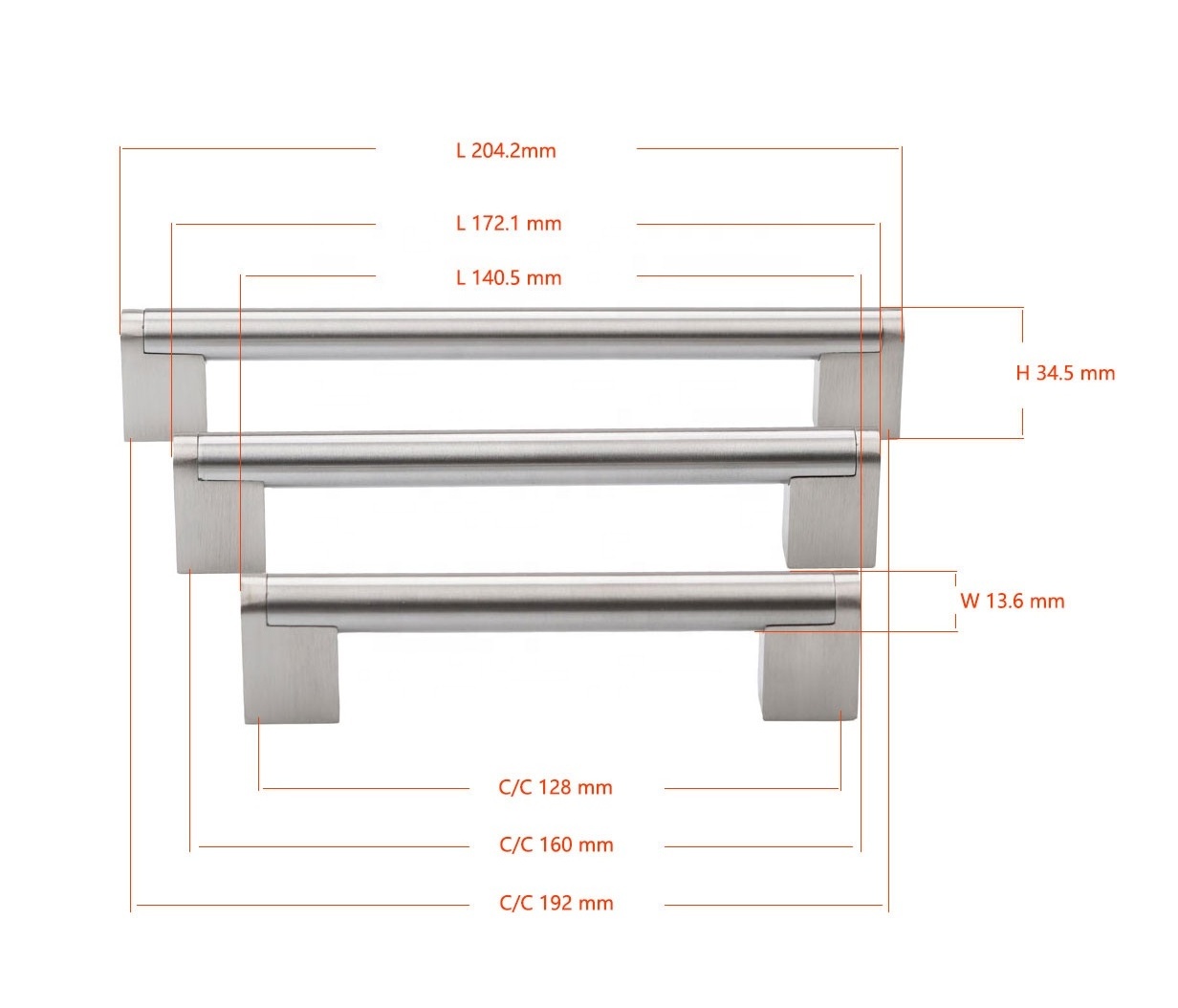 Square Handle Hollow Furniture Kitchen Door Pull Brushed Satin Nickel knob  Home Decoration Wardrobe Cabinet Square Handle