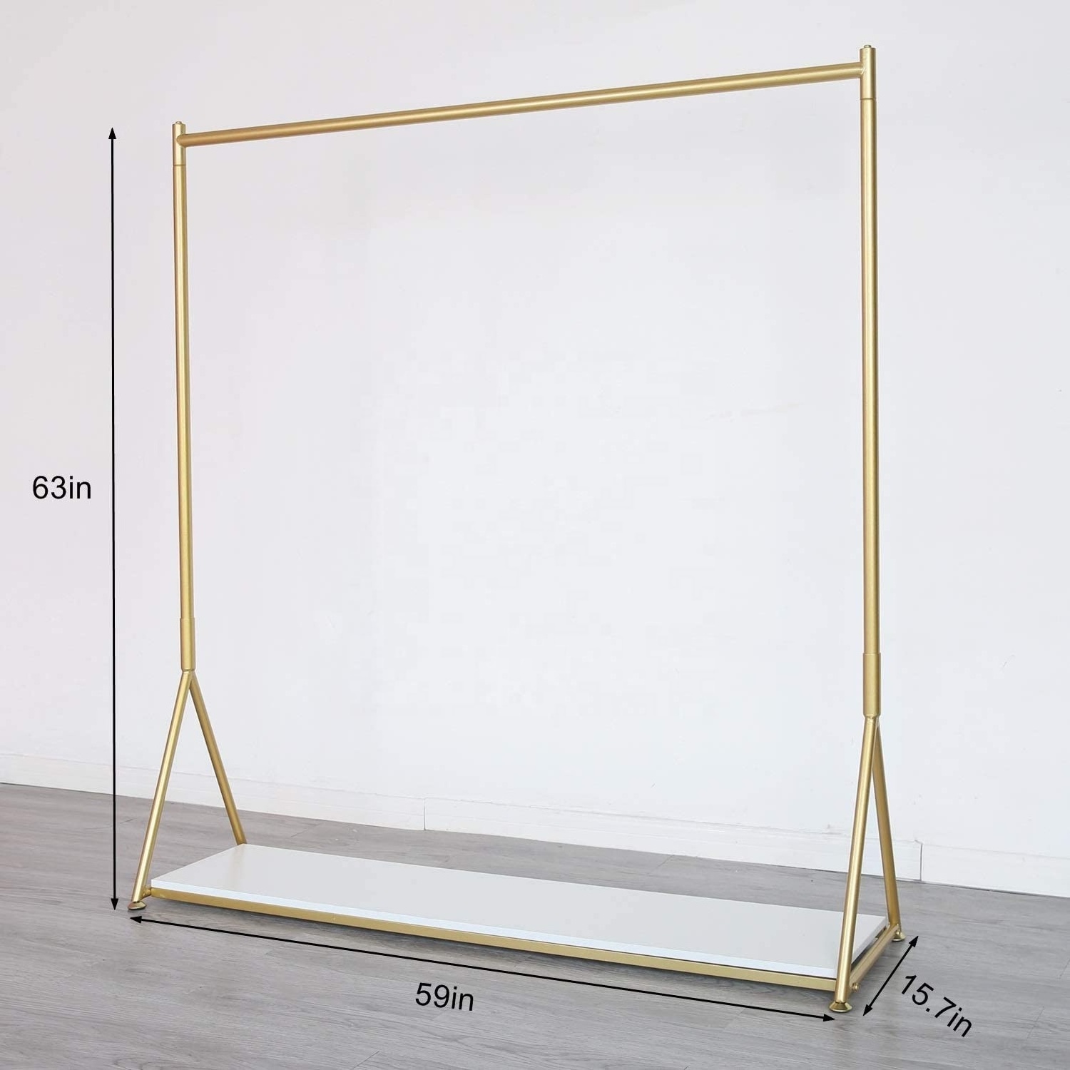 Garment rack Cloth Store Metal Display Stand Floor Hanging Rail Lady Clothing Display Golden Rail Garment Rack