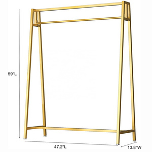 Garment rack Cloth Store Metal Display Stand Floor Hanging Rail Lady Clothing Display Golden Rail Garment Rack