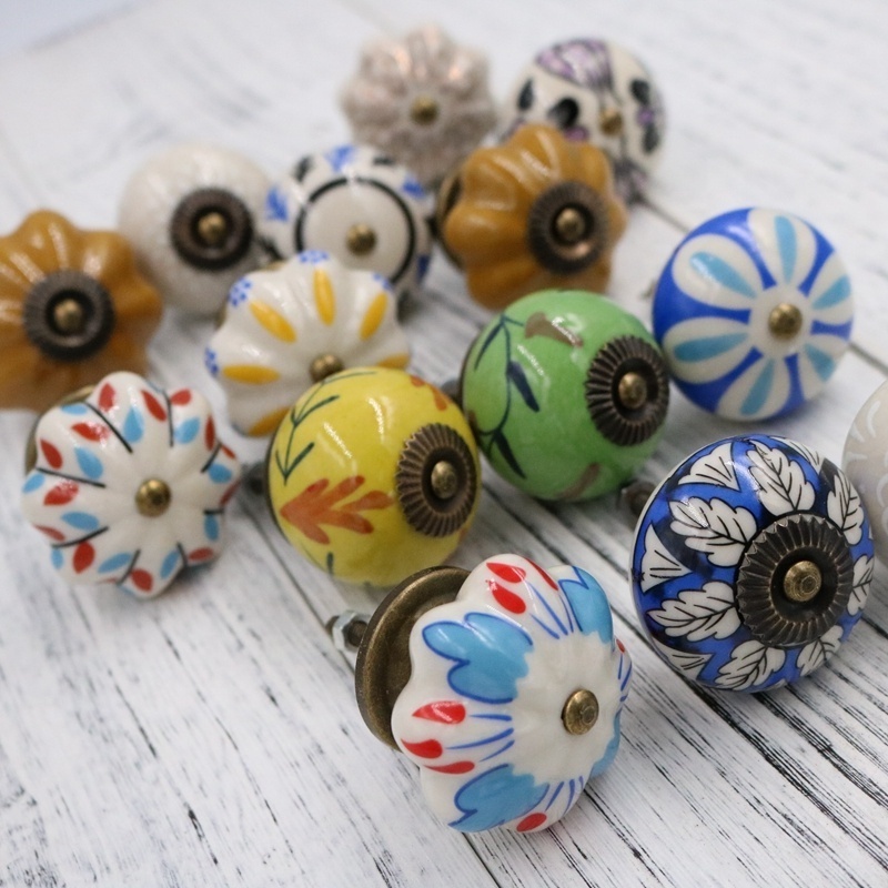 ceramic knob Retro style creative vintage drawer Antique Furniture ceramic Handles Knobs