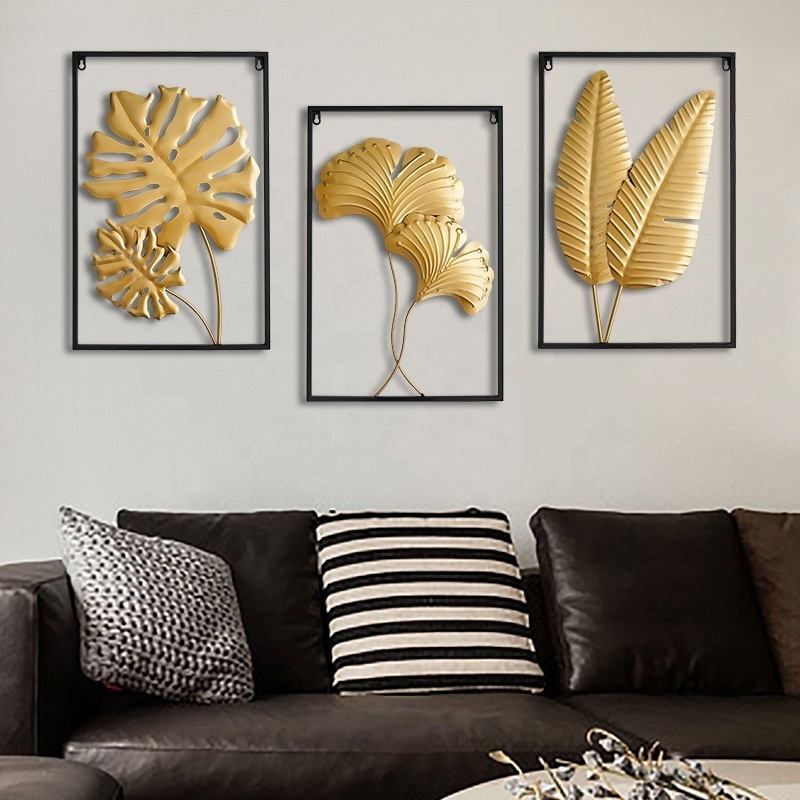 Modern Metal Leaf Wall Decoration Unique Gold Hanging Arts Crafts Home Wall Decor Flower Metal for Living Room Luxury Everyday