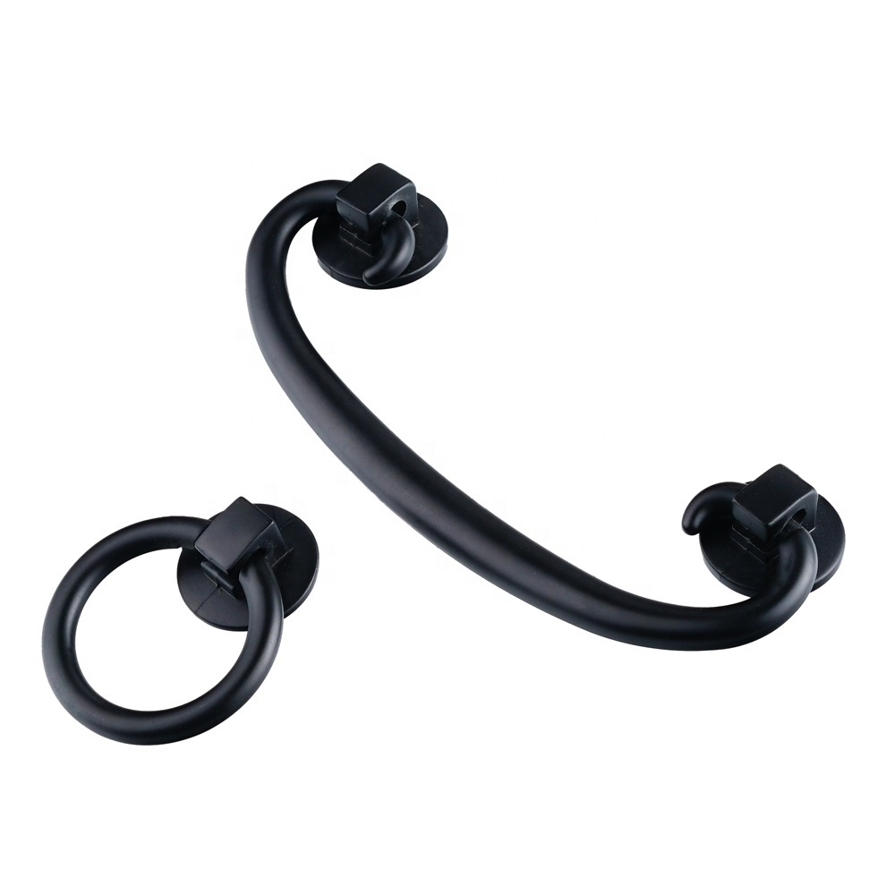 Black Coating Pendant And Ring Pulls Modern Simple Single Hole Handles Pendant Silver Drawer Pull Ring Small Round Handle