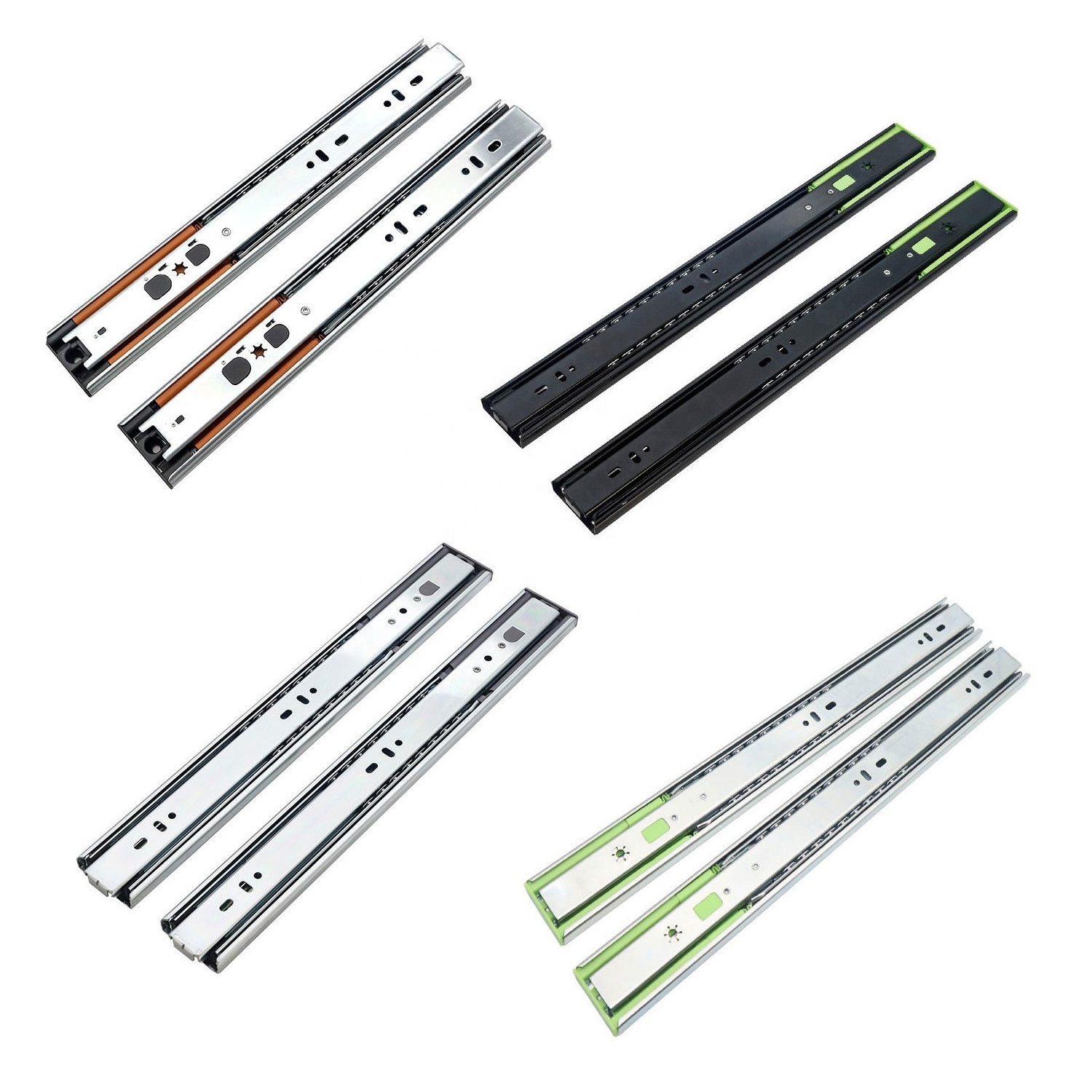 Drawer Slides Drawer Rail Furniture Ball Bearing Telescopic Full Metal Kitchen Steel Soft Close 45mm Slide Black Soft Closing