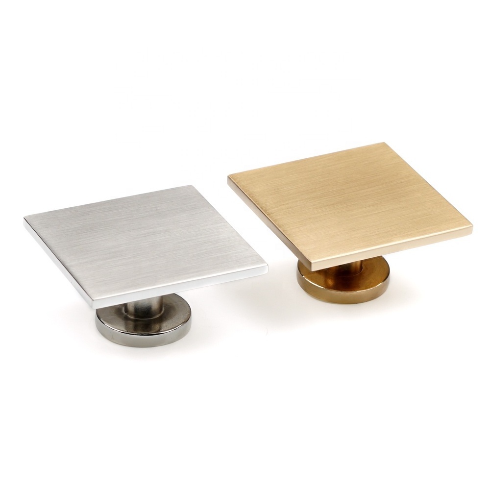 Square Cabinet Knobs Zinc Alloy Kitchen Furniture Cabinet Handle Gold And brushed nickel Square Closet Handles and knob