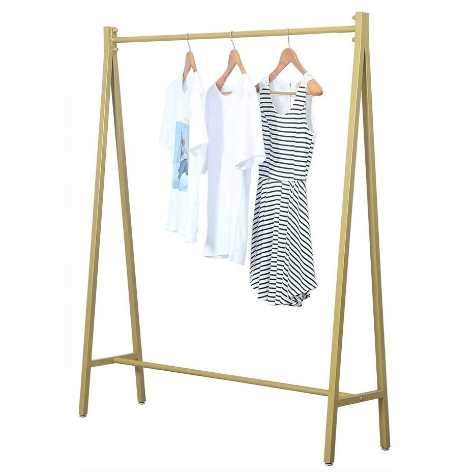 Garment rack Cloth Store Metal Display Stand Floor Hanging Rail Lady Clothing Display Golden Rail Garment Rack