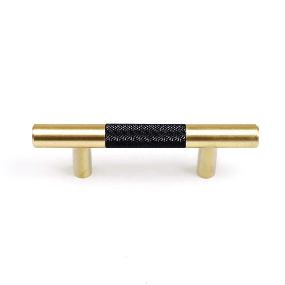 Gold Knurled/Textured simple kitchen cabinet knobs and handles Drawer Pulls Bedroom Knobs Brass T Bar Cabinet Hardware