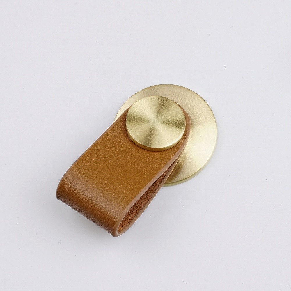 Leather Pull Furniture Single Hole Pull Handles For Doors Cabinets Cupboards Drawer Pulls Knob