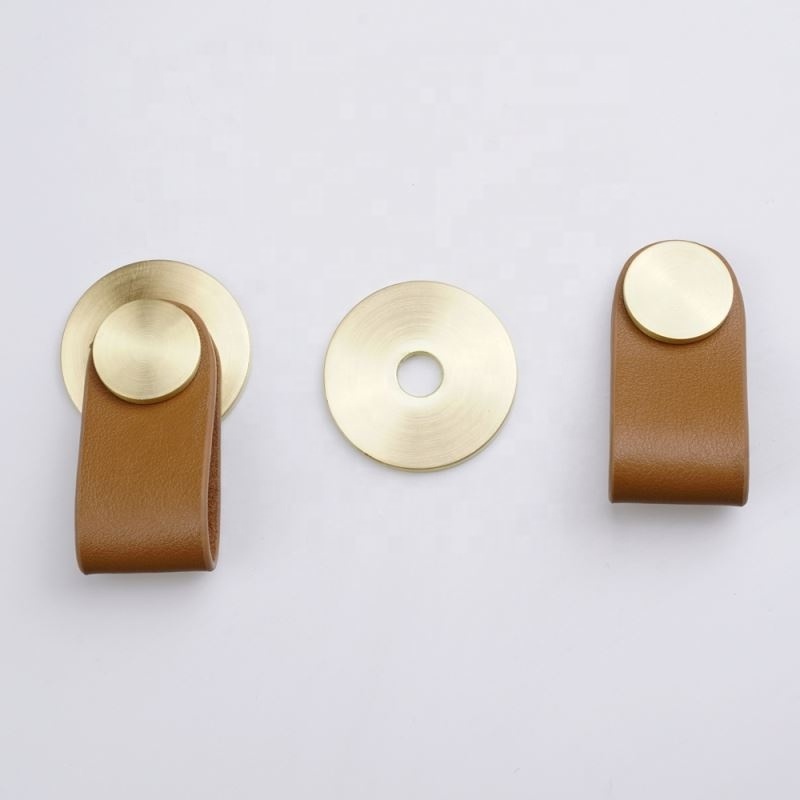 Leather Pull Furniture Single Hole Pull Handles For Doors Cabinets Cupboards Drawer Pulls Knob