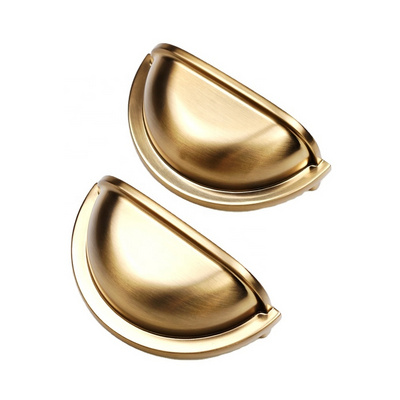 Cup Drawer Pulls 3\" Center to Center Brushed Satin Champagne Brass Metal Pull Arch Cup Cabinet Pull