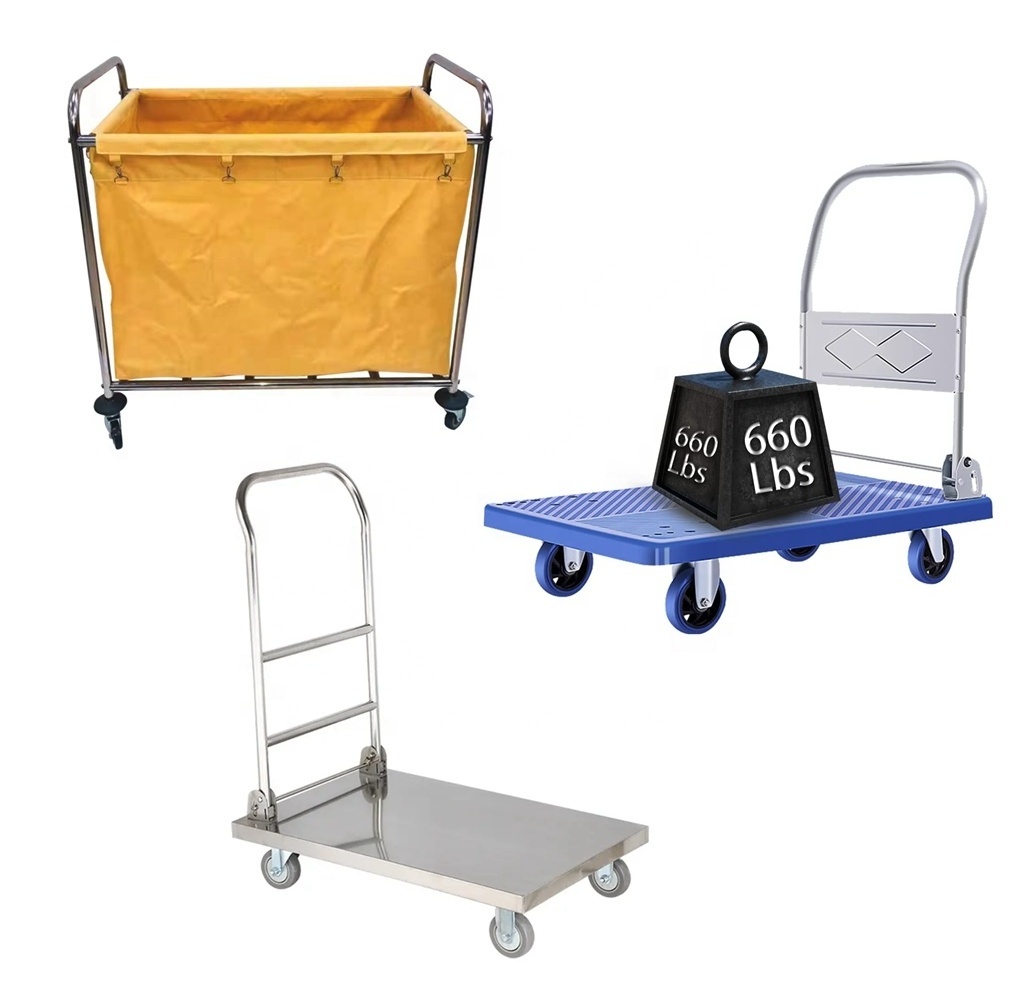 Square shape folding X frame type hotel laundry housekeeping cart trolley for room cleaning Service Trolley