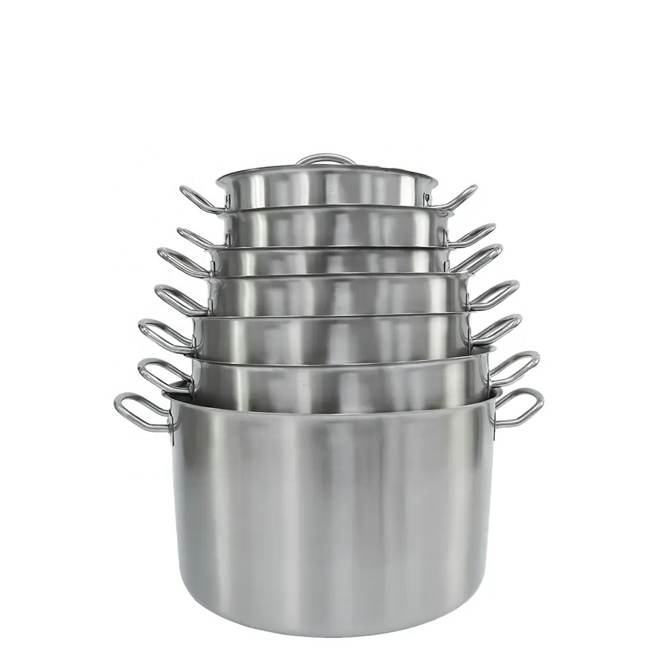 04Style Different Capacity Commercial Stainless Steel Kitchen Equipment Short Body Sauce Pot For Hotel stainless steel hot pot