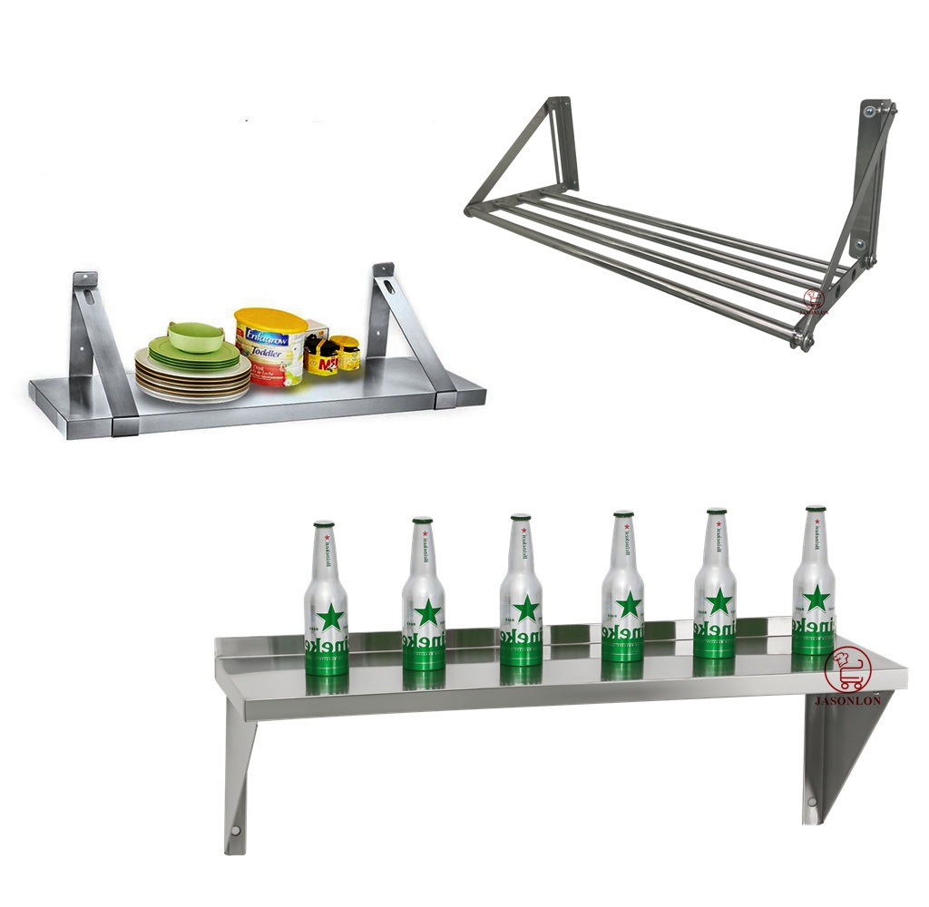 stainless steel Wall floating Shelf with steel bracket for restaurant kitchen bar custom sheet metal fabrication metal factory