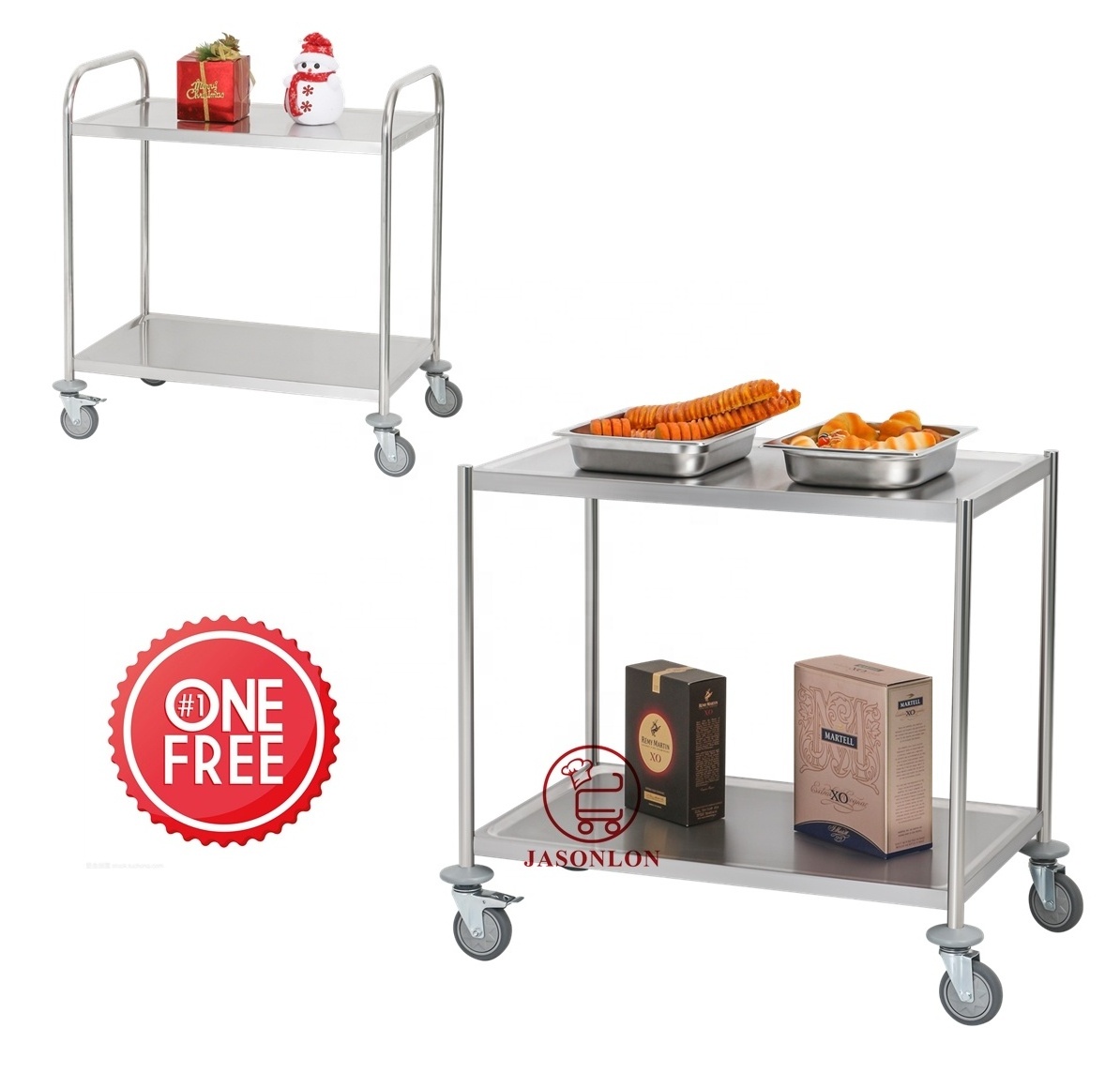 Stainless Steel Catering Trolley Food Hotel Trolley Restaurant Service Trolley With 4 Wheels