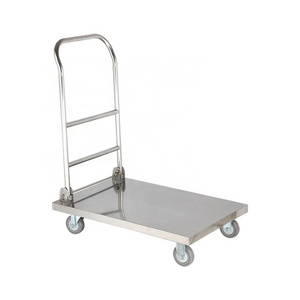 Factory Custom Stainless Steel Platform Foldable Hand Trolley For Transport Hand Carts Trolleys Heavy Duty Industrial Trolleys