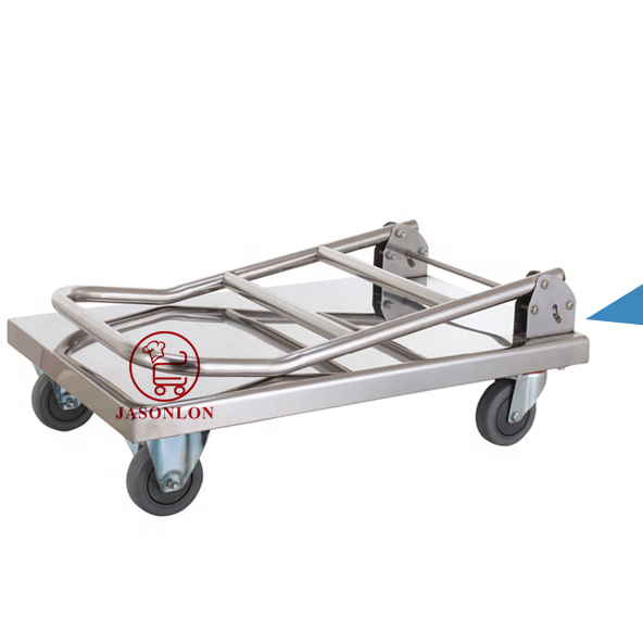 Factory Custom Stainless Steel Platform Foldable Hand Trolley For Transport Hand Carts Trolleys Heavy Duty Industrial Trolleys