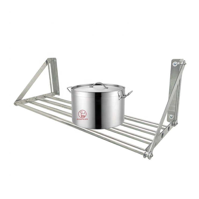 Stainless Steel Wall Mounted Shelf NSF Commercial Metal Wall Mount Floating Shelving for Kitchen