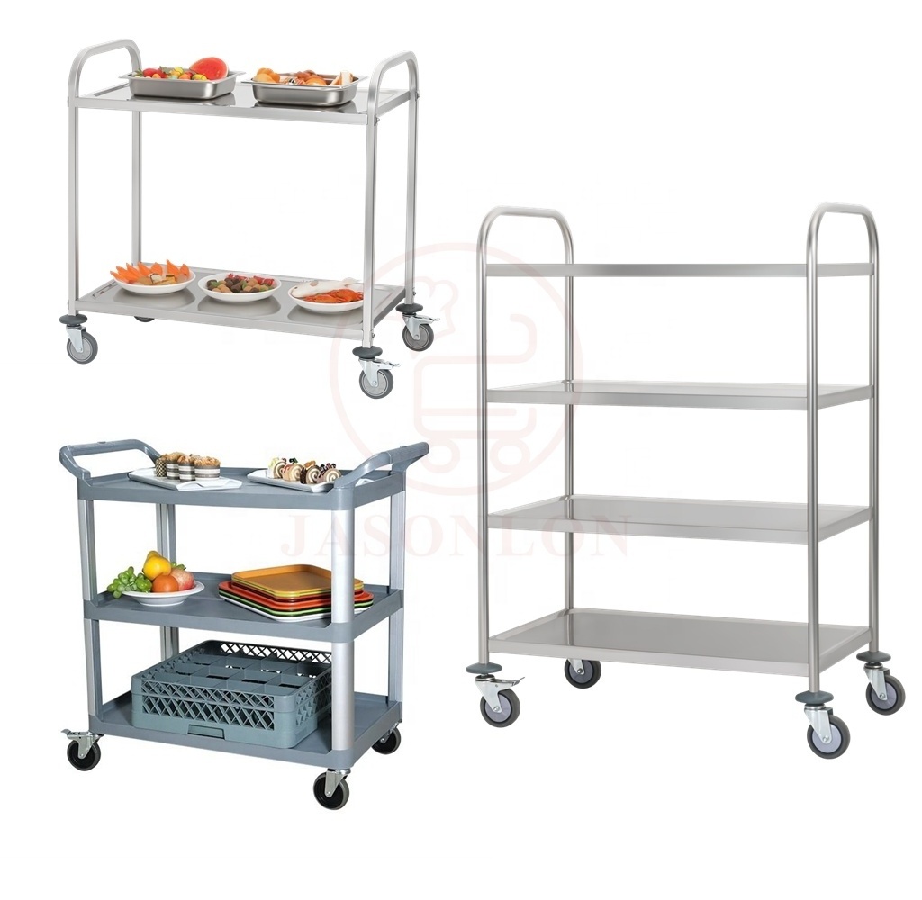 Stainless Steel Catering Trolley Food Hotel Trolley Restaurant Service Trolley With 4 Wheels