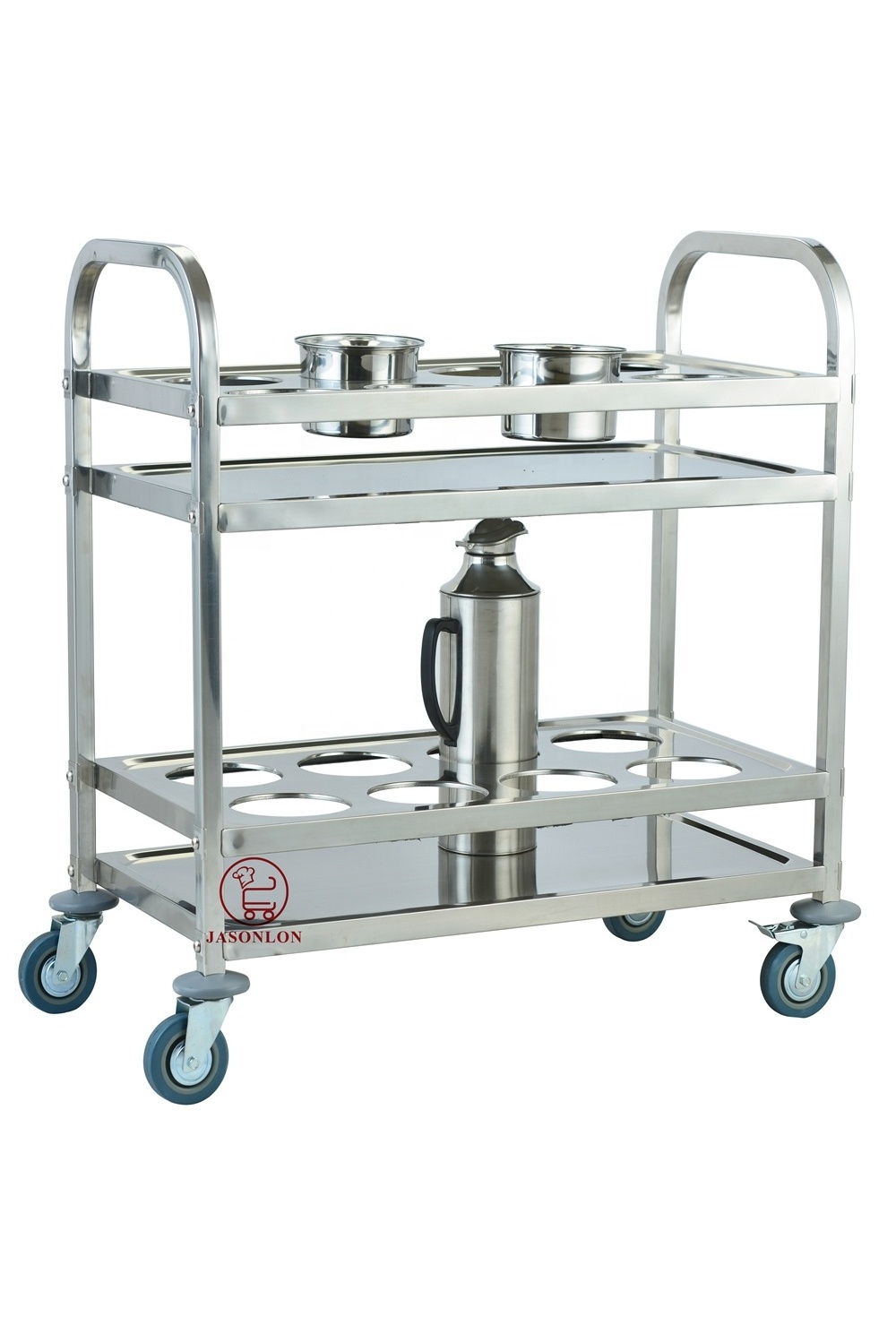 Catering Equipment Stainless Steel 3 tiers Working Table Dining Cart Hotel Kitchen Trolley with Wheels Kitchen Food Cart