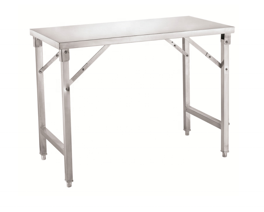 High quality Foldable Stainless Steel Kitchen Table with Under Shelf Factory For Portable folding working table