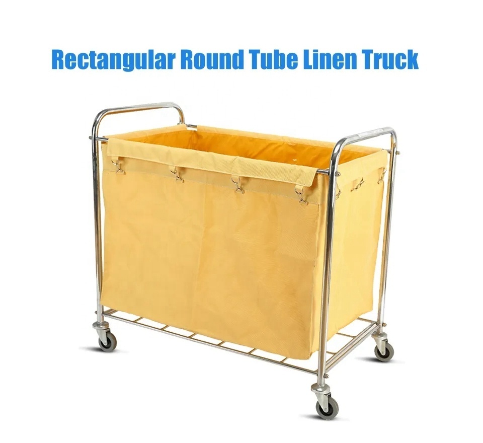 Commercial Laundry Cart Stainless Steel Big Size Linen Trolley Cart cleaning service Linen Cart Trolley with Wheels