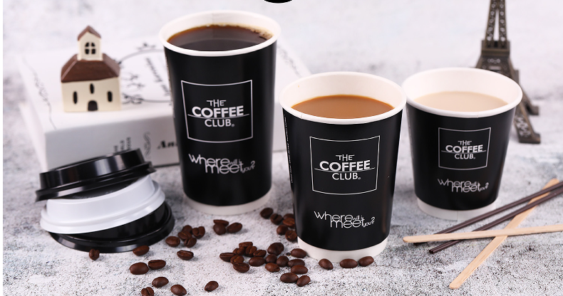 custom printed disposable double wall 12oz hot beverage eco friendly black paper coffee cups with lid