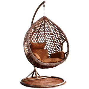 Great Quality Outdoor Garden Wicker Rattan Swing Chair Mat Inside Teardrop Shape Egg Hanging Chair With Stand