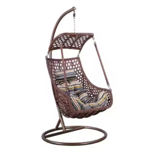 Garden Cane Furniture Metal Rattan Outdoor Patio Balcony Fold Wicker Hanging Swing Chair With Stand