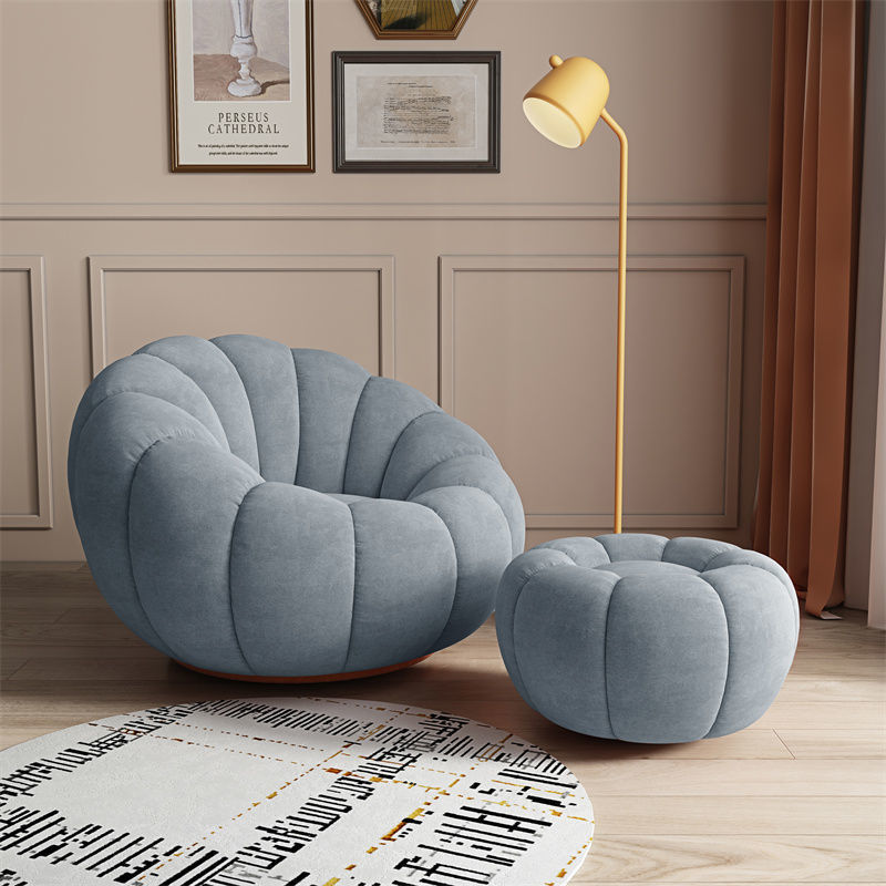 Modern Comfortable Living Room Chair Single Seat Sofa Lounge Chair Rotary Lazy Armchair Wool Fabric Hot Selling Nordic Luxury