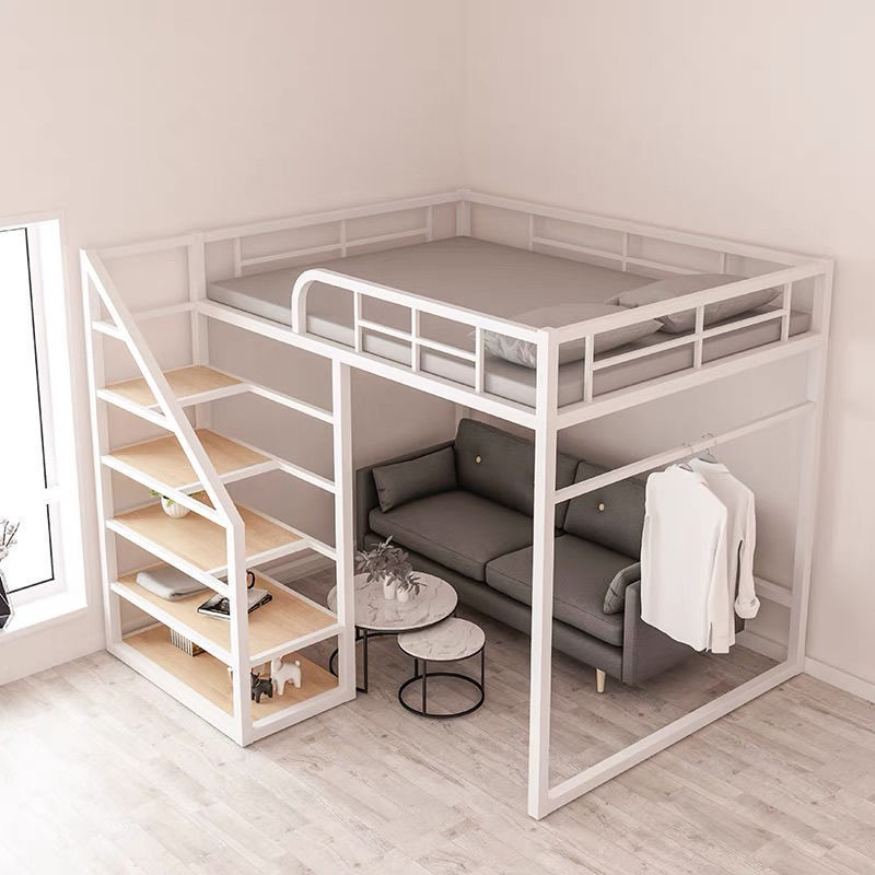 With High and Low Bunk Bunks Space-saving Loft Bed for Bedroom Small Apartment Duplex Design Multi-functional Iron Modern Metal