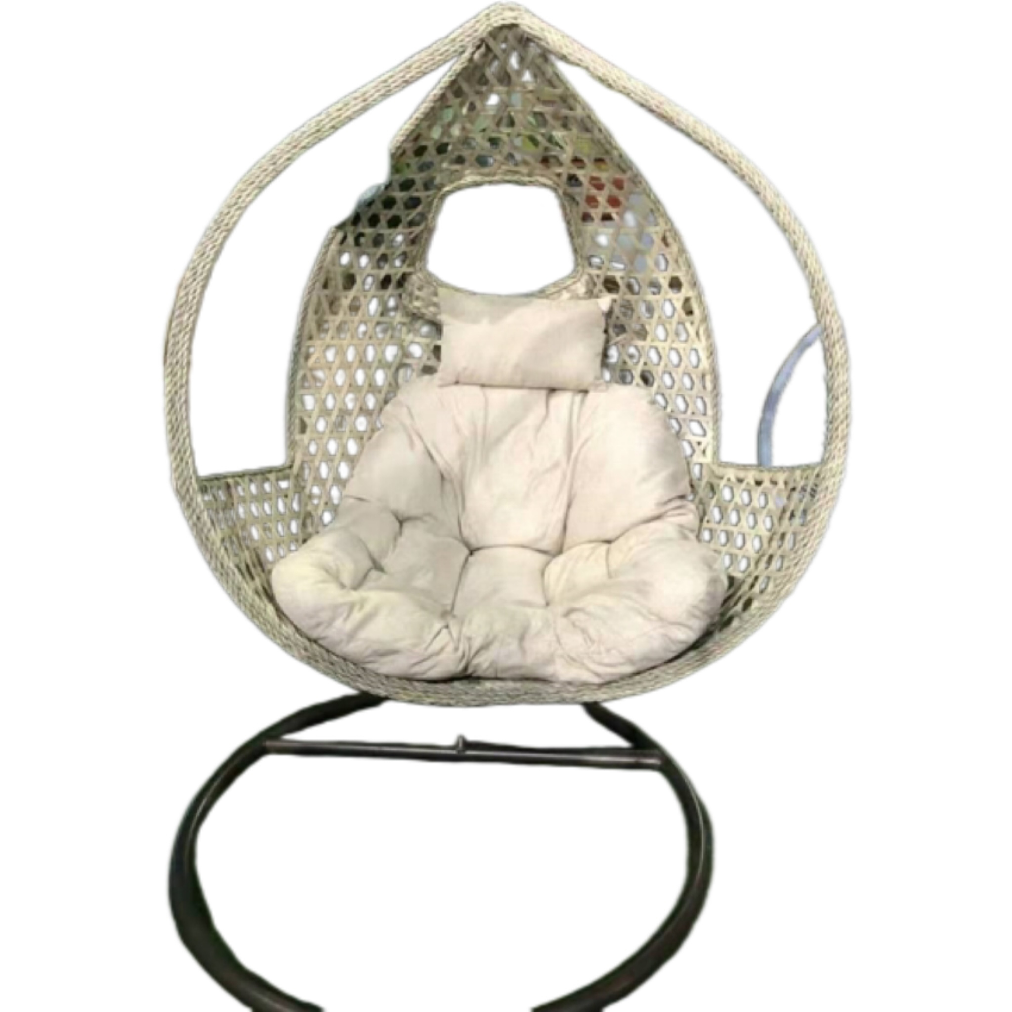 2-Person Indoor/Outdoor Rattan Sensory Egg Double Hanging Chair for Dining Living Room Balcony Garden Patios