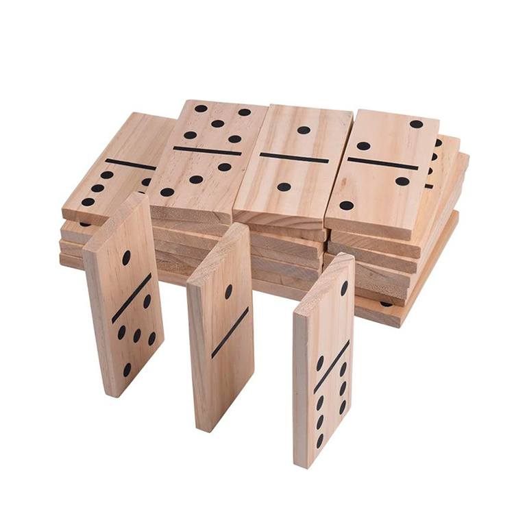 28pcs Giant Wooden Dominoes Game Jumbo Natural Dominoes Set For Kids Adults Family Outdoor and Indoor Lawn Yard Games