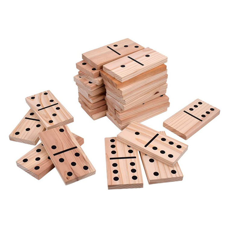 28pcs Giant Wooden Dominoes Game Jumbo Natural Dominoes Set For Kids Adults Family Outdoor and Indoor Lawn Yard Games