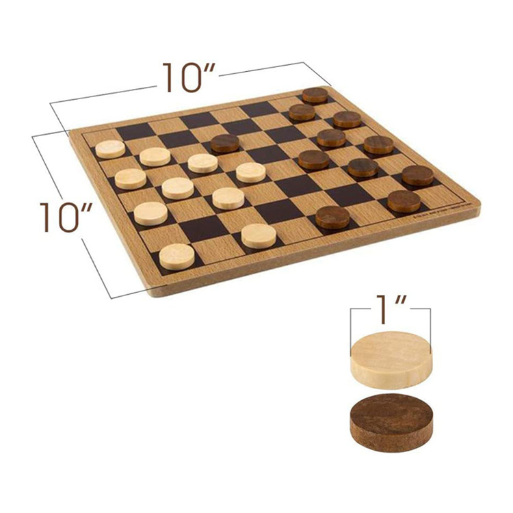 Classic Wooden Checkers Develops Logical Thinking and Strategy Wooden Checkers Board Game For Kids and Families