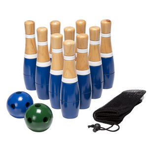 Wooden Bowling Ball Backyard Lawn Bowling Game Toys Indoor and Outdoor Family Fun for Kids and Adults