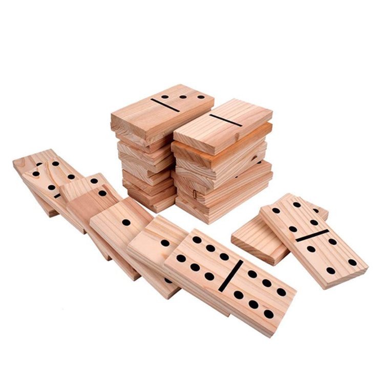 28pcs Giant Wooden Dominoes Game Jumbo Natural Dominoes Set For Kids Adults Family Outdoor and Indoor Lawn Yard Games