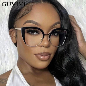 New Arrival Metal Women Eyeglasses Frames Fashion Cat Eye Anti-Blue Light Reading Glasses Large Optical Glasses Frame