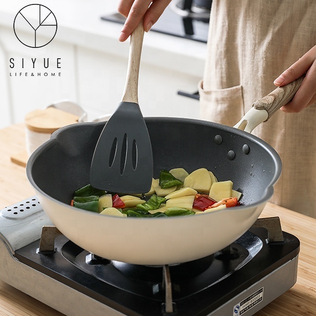 SIYUE Pans Kitchen White Non Stick Wok Pots Removable Handle Cookware Set Cooking Steak Green Aluminum Fry Pan With Lid 1551