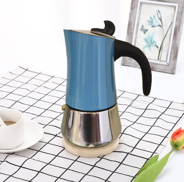 SIYUE Electric Coffee Moka Pot Office Use Stainless Steel 12 Cups With Handle Coffee Maker Gift Mocha Coffee Pot Black 9156