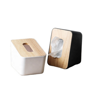 Facial Tissue Box Rectangular Wooden Cover Plastic Storage Removable Toilet Paper Home Car Napkins Holder 1459