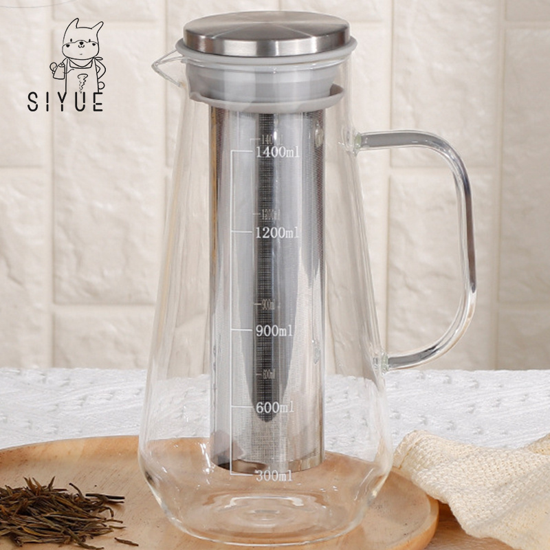 SIYUE 800ml wholesale Coffee tea Maker Glass Carafe with Removable Stainless Steel Filter Cold Brewing Bottle kettle set 9145