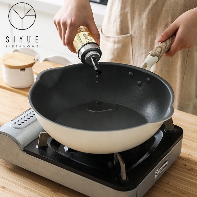 SIYUE Pans Kitchen White Non Stick Wok Pots Removable Handle Cookware Set Cooking Steak Green Aluminum Fry Pan With Lid 1551