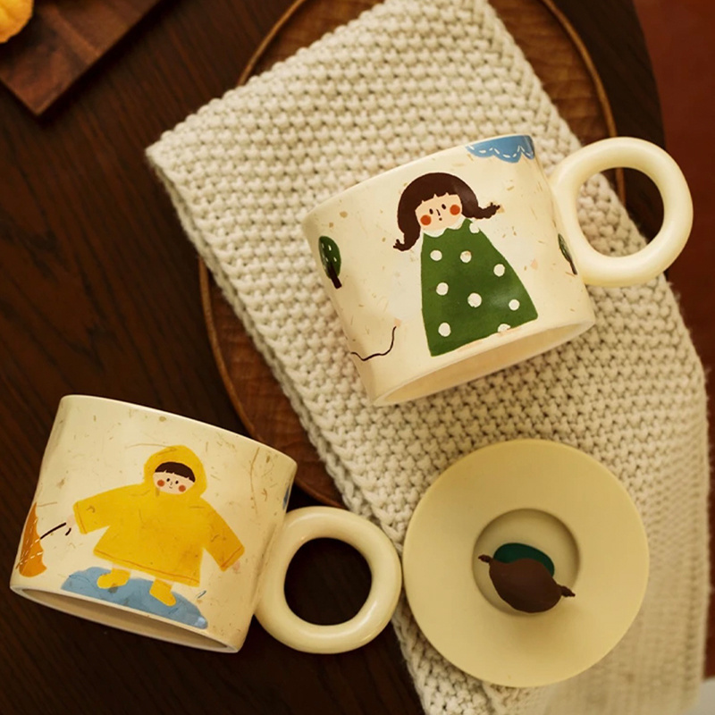 Siyue 410ml Coffee Mug Gift Box Wholesale Cartoon Water Tea Coffee Cup With Lid For Gifts Ceramic Espresso Mug  410ml 2523