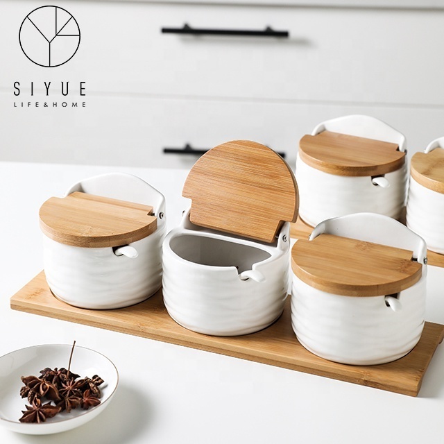 Wholesale Kitchen Spice Tea Coffee Sugar Salt Ceramic Storage Consiment Jar Single One Piece 1913