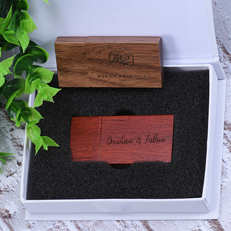 Promo Gift  Box Usb Flash Drives Pendrive wooden Pen Drive 4Gb 8Gb 16G 32Gb 64GB cle Usb 2.0 Memory Stick